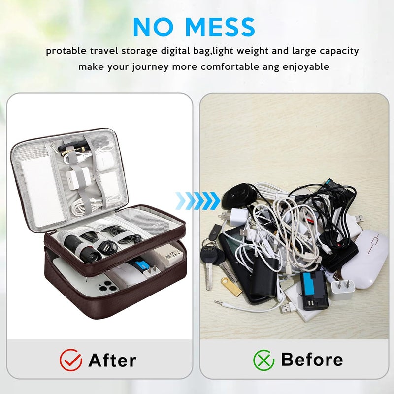 CILLA Electronic Organizer Travel Case, Travel Cord Organizer Case Portable Waterproof Cable Organizer Bag for Charger, Cord, USB, Power Bank, Earphone - Image 4